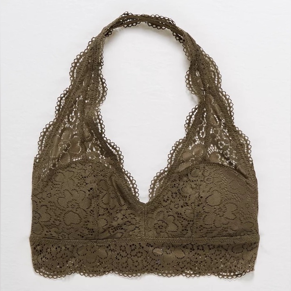 Aerie Wildflower Lace Padded Halter Bralette Size M - Picture 3 of 12